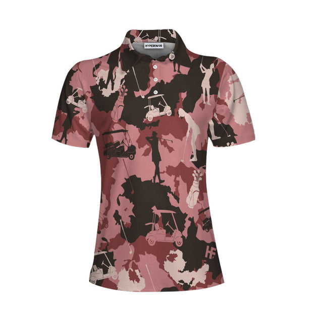 Golf Girl Camouflage Pink Camo Women Polo Shirt