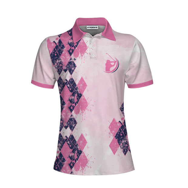 Sometimes It Takes Balls To Be A Women Pink Argyle Pattern Golf Girl Women Polo Shirt