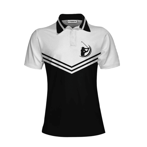 I Play Like A Girl Try To Keep Up Short Sleeve Women Polo Shirt, Black And White Golf Shirt For Ladies