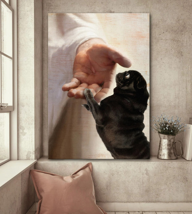 Black Pug Take My Hand Canvas HY210170