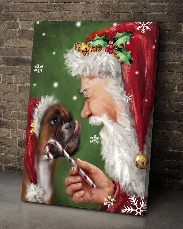Boxer Talking to Santa Canvas QT212146En