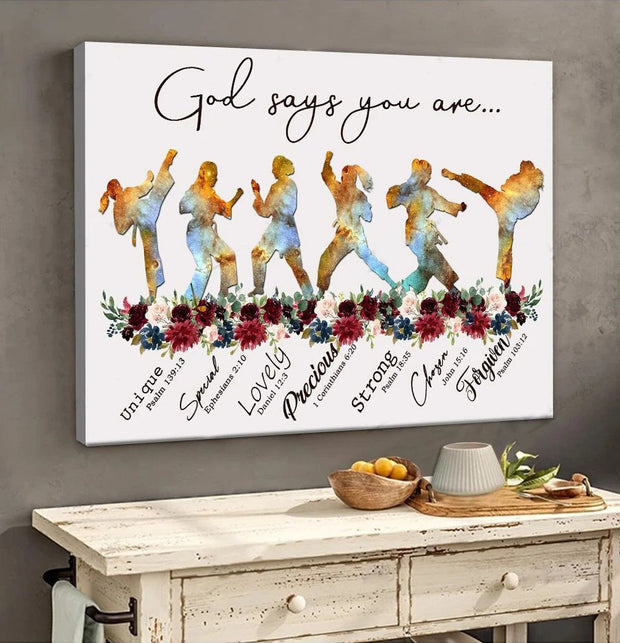 God Jesus says you are Female Karate HY204016Eg Canvas