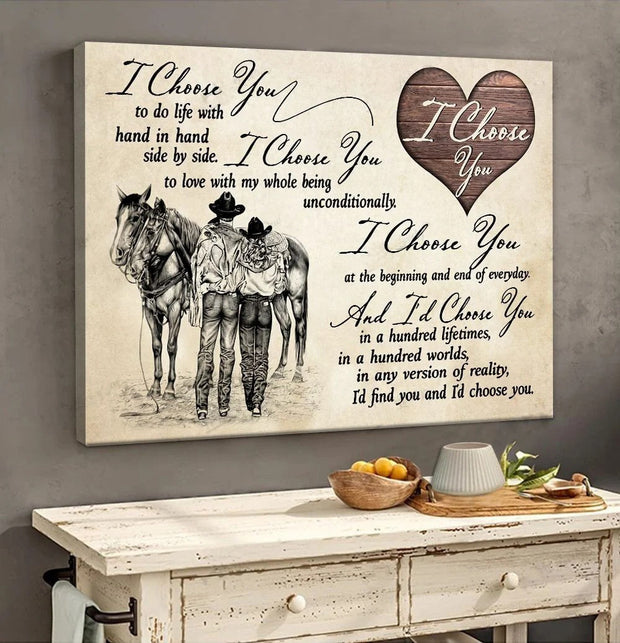 I choose you Cowboy love Canvas