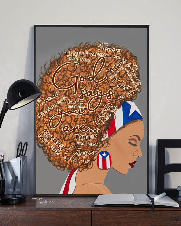Puerto Rican Girl God Jesus Says You Are Canvas HY209085Eb