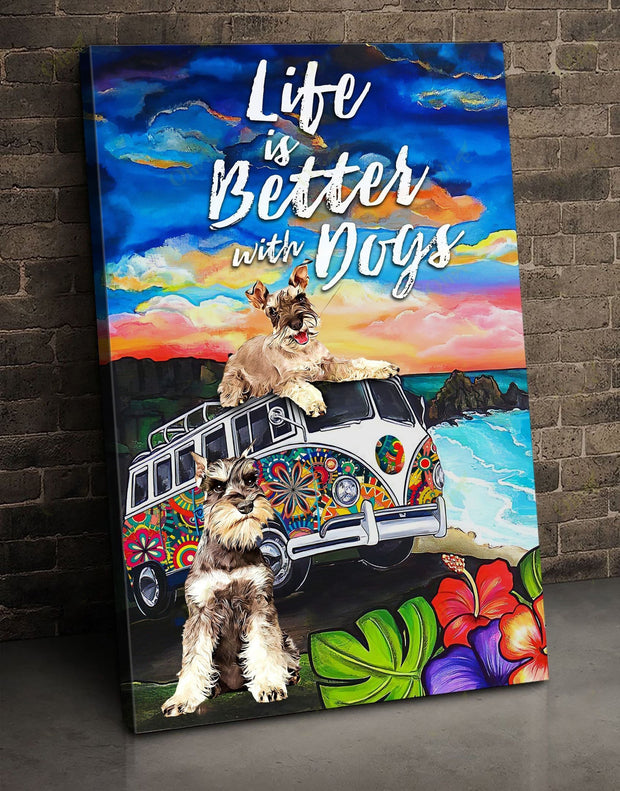 Schnauzer Life is better with a dog Canvas HY210171