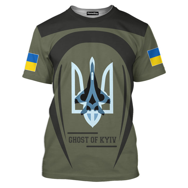 Ghost Of Kyiv Camo Slava Ukraini Ukraine Flag - 3D Tshirt