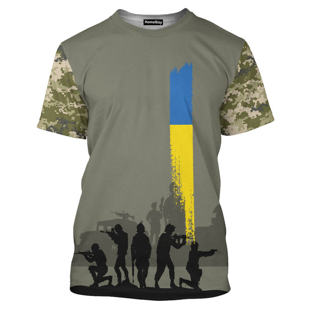 Custom Name Ukraine Veterans Camo Ukrainian Support - Personalized 3D Tshirt