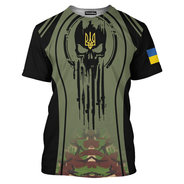 Stand With Ukraine Live Free Or Die Trident Ukraine Ukrainian Support - 3D Tshirt