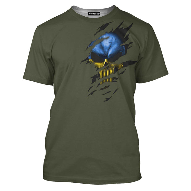 Skull Ukraine Upport Ukraine Freedom Ukrainian - 3D Tshirt