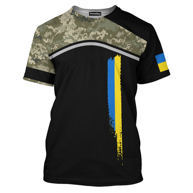 Ukraine Flag Trident Logo Camo Stand With Ukraine - 3D Tshirt