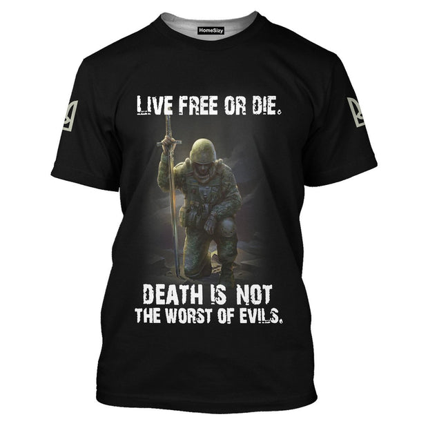 Ukraine Veteran Live Free Or Die Death Is Not Honor - 3D Tshirt