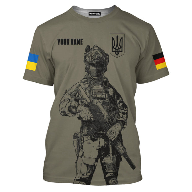 Custom Name German Stands With Ukraine Mens Slava Ukraini - Personalized 3D Tshirt