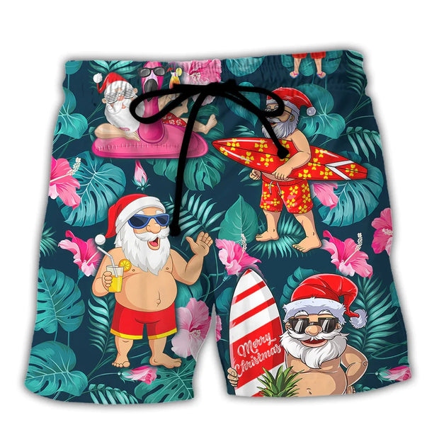 Christmas In July Funny Santa Claus - Beach Shorts