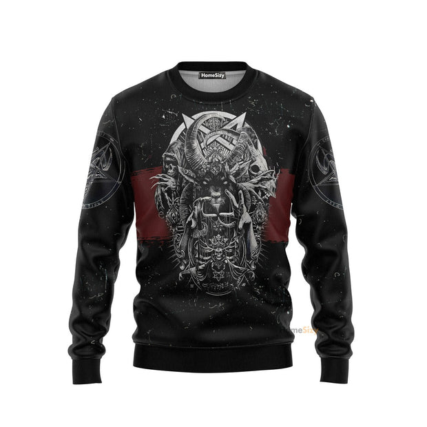 Satanic Skull Ugly Christmas Sweater 3D Printed Best Gift For Xmas UH2224 QT306165Hj
