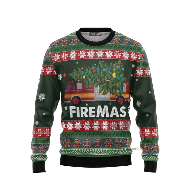 Firefighter Fireman Ugly Christmas Sweater 3D Printed Best Gift For Xmas Adult QT305501Hj