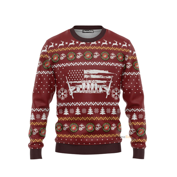 U.S Marine Corps Ugly Christmas Sweater 3D Printed Best Gift For Xmas Adult | US6179 QT211553Hj