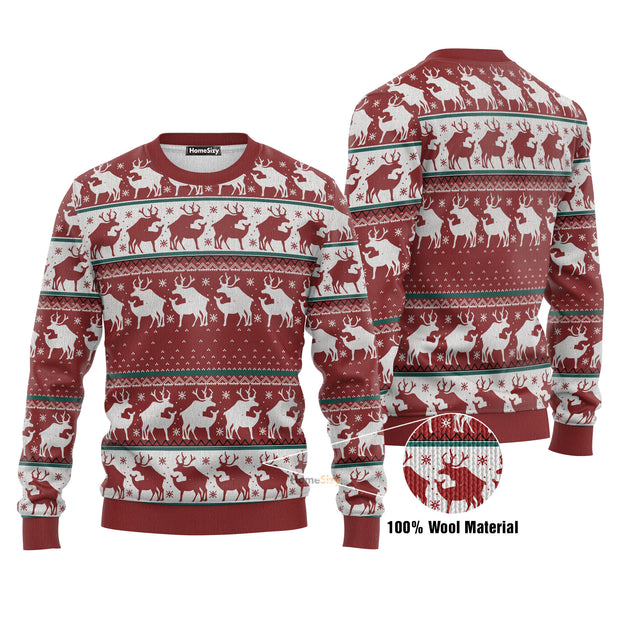 3D Red Reindeer Christmas Ugly Sweater QT210650Hj