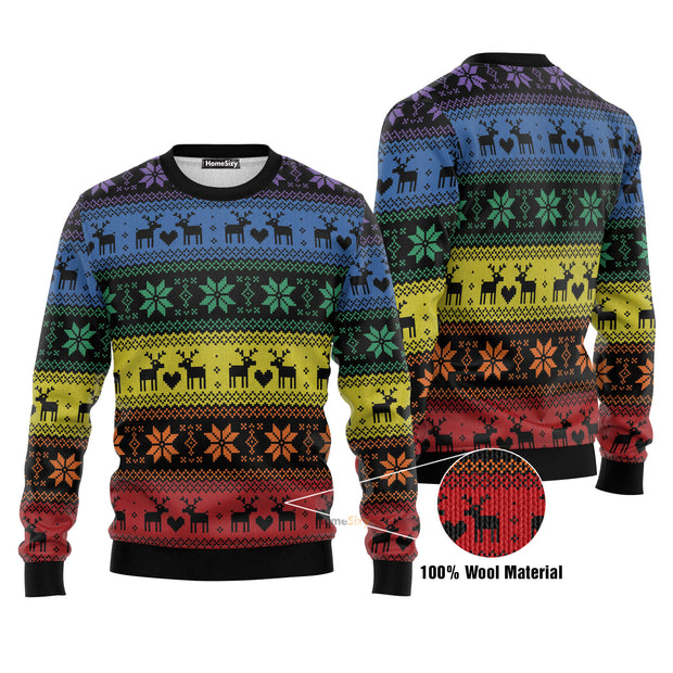 Rainbow Deer LGBT Ugly Christmas Sweater