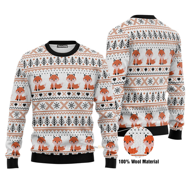 Orange Fox Xmas Pattern Ugly Christmas Sweater 3D Printed Best Gift For Xmas UH2088 QT211415Hj