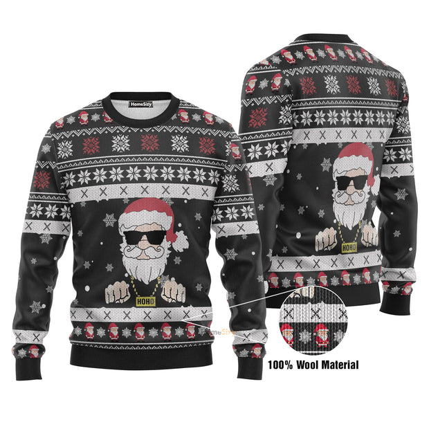 Santa Black Christmas Ugly Sweater QT212259Hj