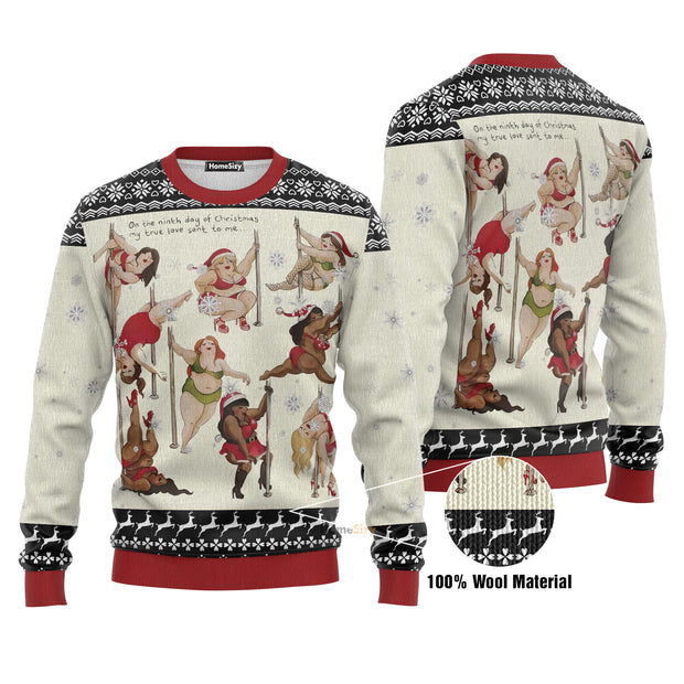 Nine Ladies Dancing Sexy Christmas Ugly Christmas Sweater 3D Printed Best Gift For Xmas UH1148 QT211028Hj