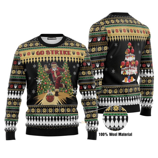 Santa Bowling Go Strike Ugly Christmas Sweater 3D Printed Best Gift For Xmas UH1505 QT212221Hj