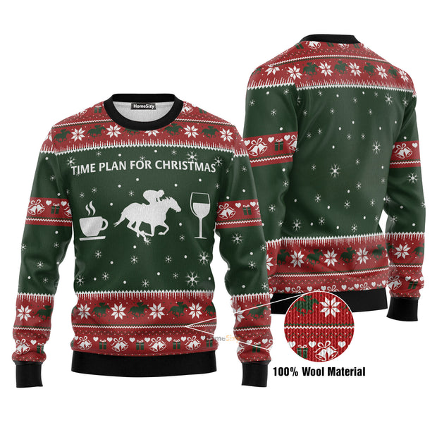 Time Plan For Christmas Horse Racing Ugly Christmas Sweater 3D Printed Best Gift For Xmas Adult | US6047 QT211741Hj