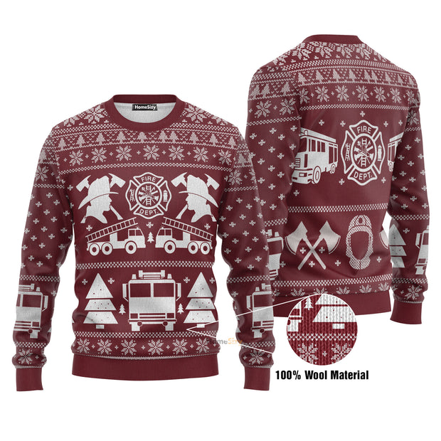 FIRE DEPT Firefighter Christmas Red Ugly Sweater QT211678Hj