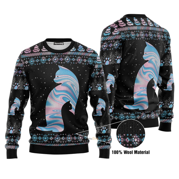 Cat Hologram Ugly Christmas Sweater 3D Printed Best Gift For Xmas Adult | US5807 QT211557Hj