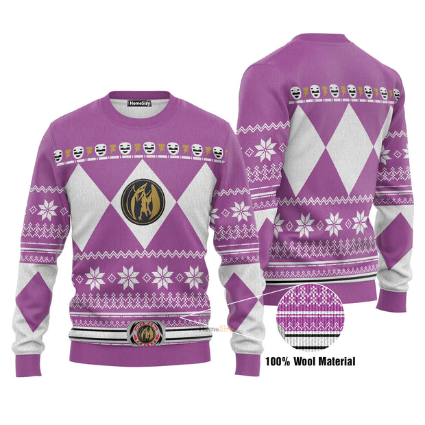 Mighty Morphin Pink Power Rangers Christmas Ugly Sweater QT211033Hj