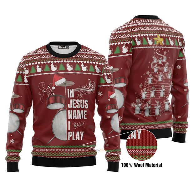 Drum Music In Jesus Name I Play Ugly Christmas Sweater
