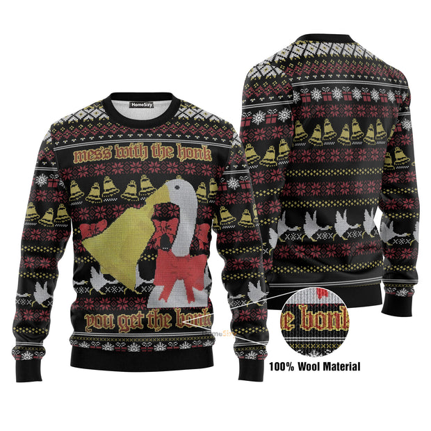 Duck Mess With The Honk You Get The Bonk Christmas Ugly Sweater QT210470Hj
