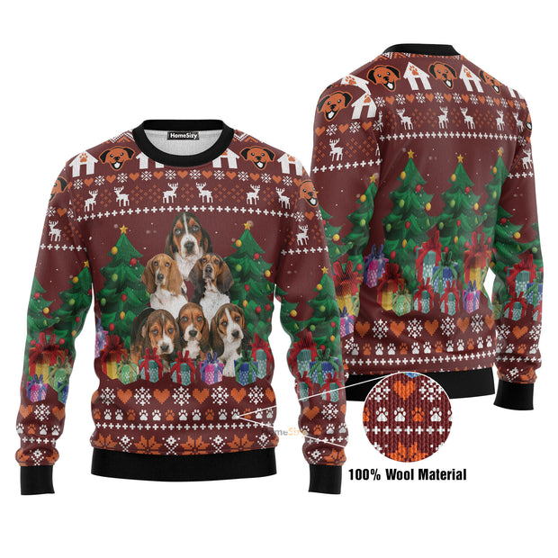 Basset Hound Pine Tree Ugly Christmas Sweater