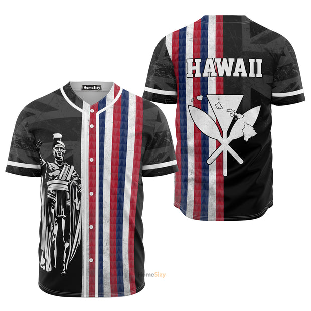 Hawaii Map Flag Kanaka King Kamehameha - Baseball Jersey