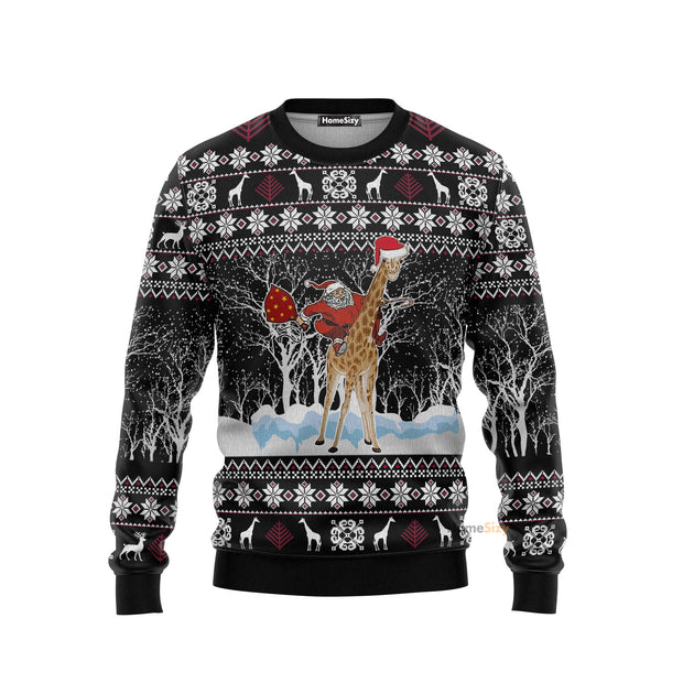 Giraffe And Santa Ugly Christmas Sweater 3D Printed Best Gift For Xmas Adult