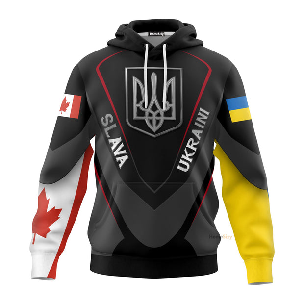 Canada Stand With Ukraine Slava Ukraini Hoodie Trident Ukraine Symbol Merch QT208600Hf