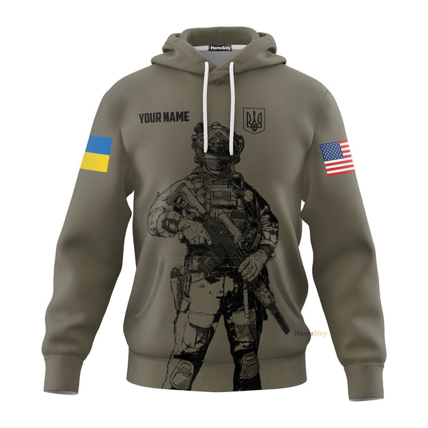 Personalized Custom Name USA Stands With Ukrain Hoodie Slava Ukraini Clothing QT209555Hf