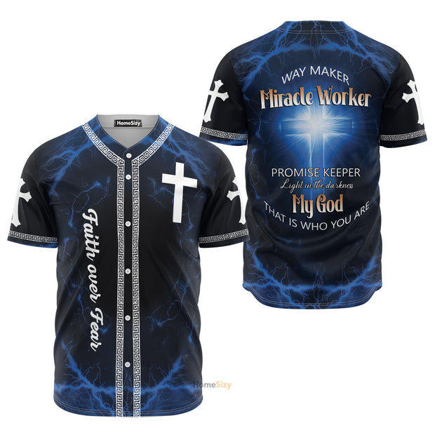 Jesus Faith Over Fear - Baseball Jersey