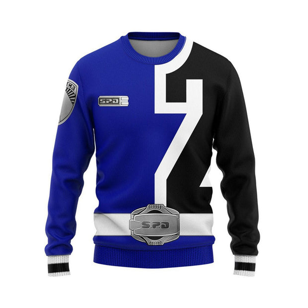 3D Power Rangers S.P.D Blue Sweatshirt Ugly Sweater QT308113