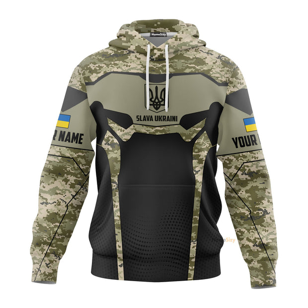 Personalized Custom Name Stands With Ukraine Hoodie Slava Ukraini Camouflage Merch QT206266Hf