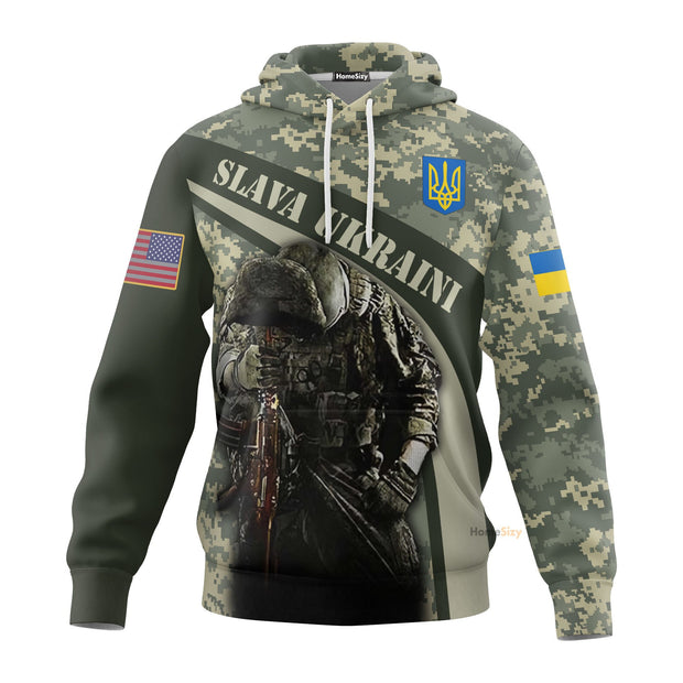 USA Stands With Ukraine Slava Ukraini Hoodie Ukraine Veteran Camo Merch QT304180Hf