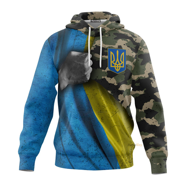 Stand With Ukraine Hoodie Ukrainian Camouflage Flag Clothing QT208051Hf