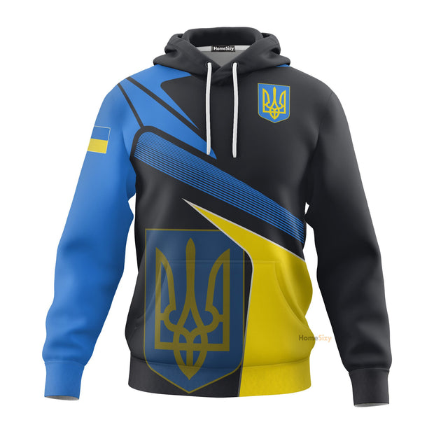 Personalized Custom Name Ukraine Flag With Trident Hoodie Stand With Ukraine Merch Ukrainian QT212372Hf