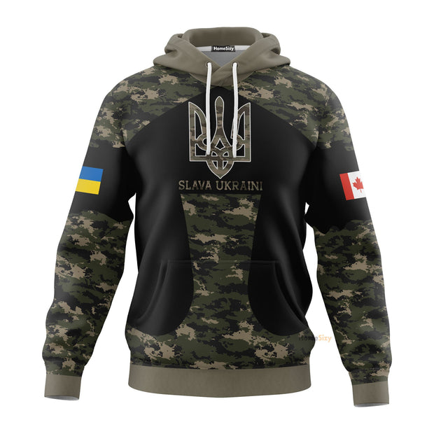 Canada Stand With Ukraine Slava Ukraini Camo Hoodie Canadian Ukrainian Support Clothes Merch QT205328Hf
