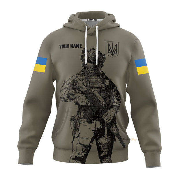 Personalized Custom Name Ukraine Soldier Hoodie Ukrainian Flag Stand With Ukraine Clothing QT207398Hf