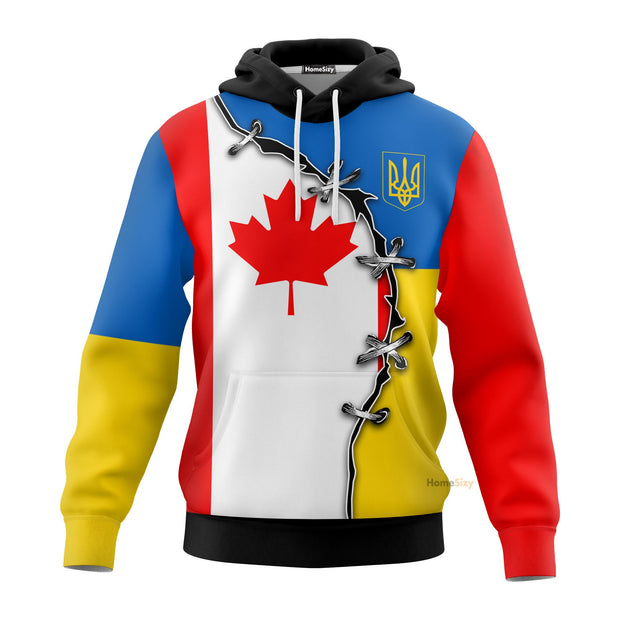 Canada Stand With Ukraine Hoodie For Canadian Support Ukraine Merch Pray For Ukrainian QT208087Hf