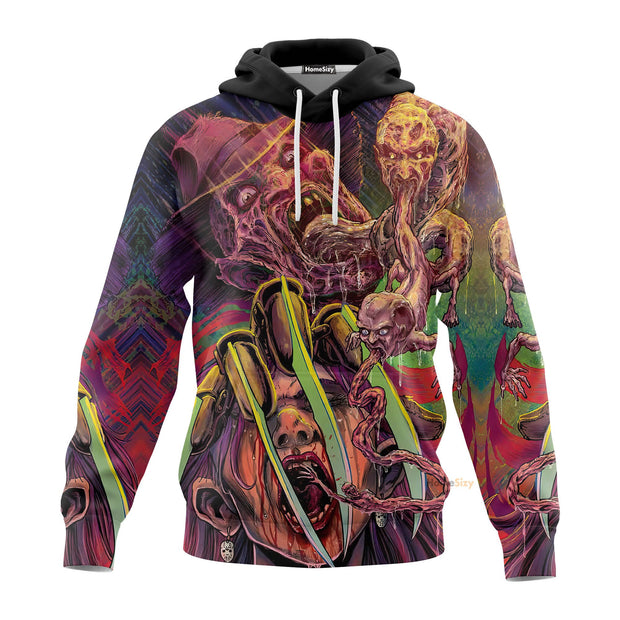 A Nightmare On Elm Street Horror Movie Freddy Krueger Killing - 3D Hoodie QT308146