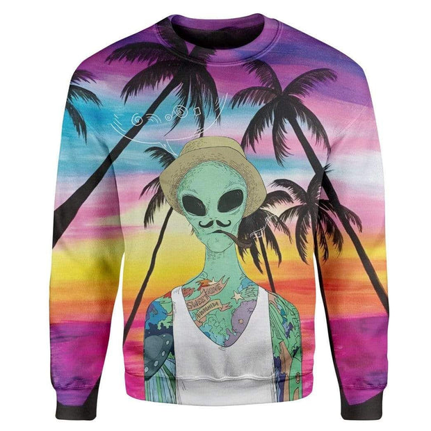 Alien Smoking Custom Sweatshirt Ugly Sweater