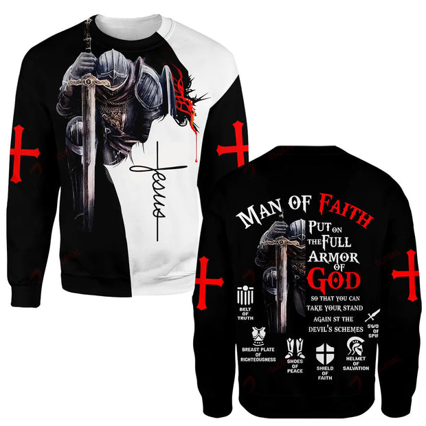 Man of Faith Templar Knight Christian God Jesus Sweatshirt QT211751Tf