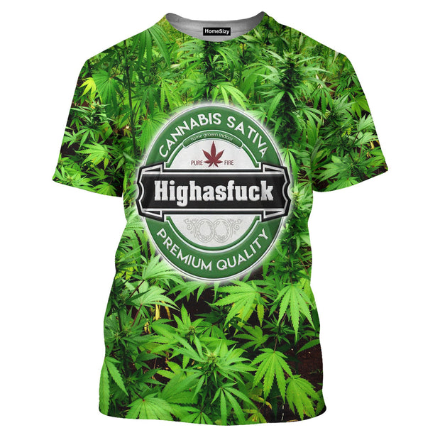 Weed Highasfuck Premium Quality Realistic Graphic Picture - 3D Tshirt